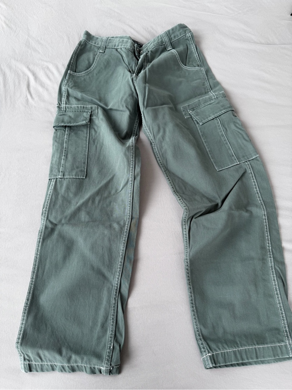 Bershka Military Green Cargo Trousers